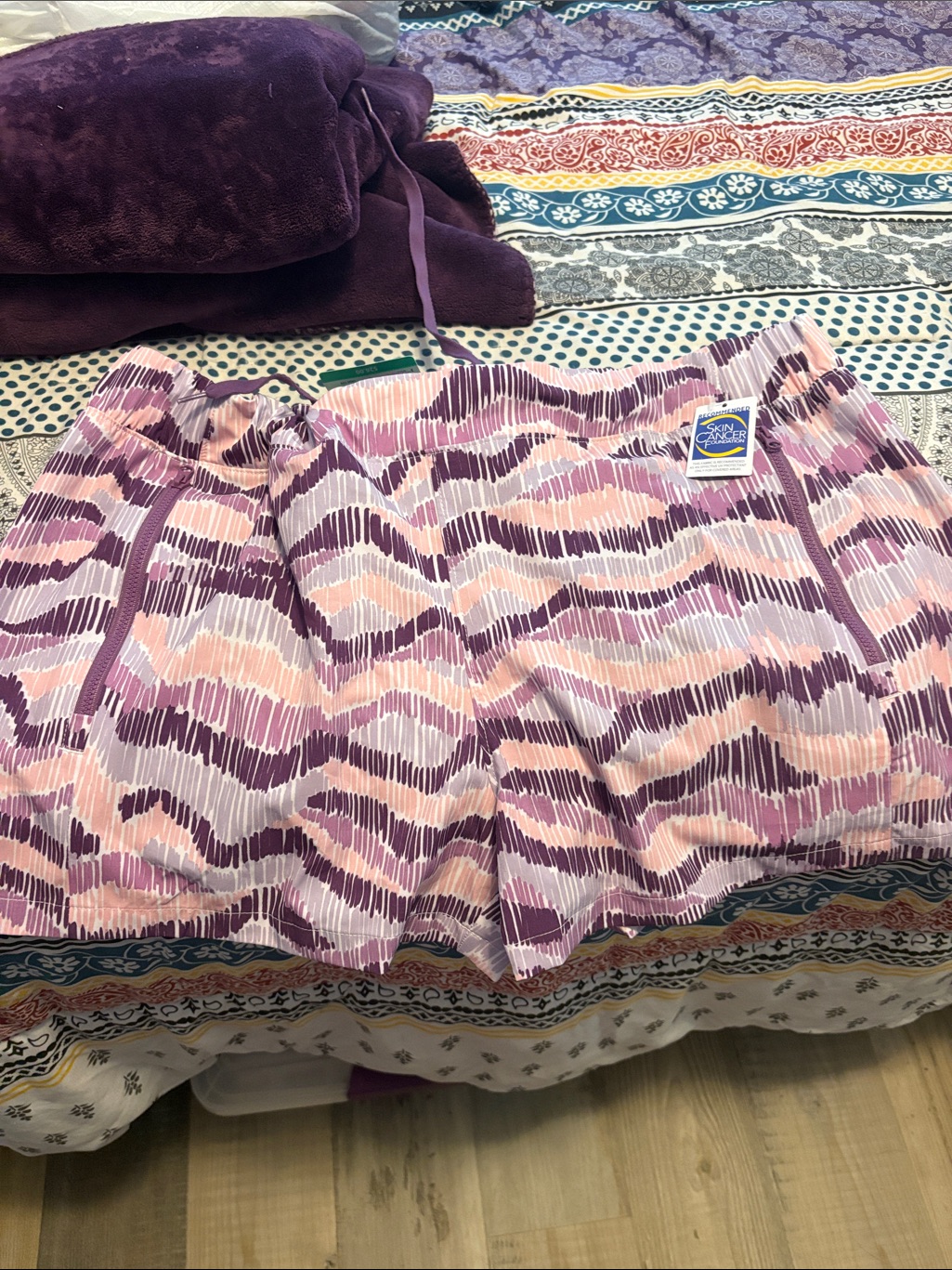 Pink And Purple Wave Print Shorts